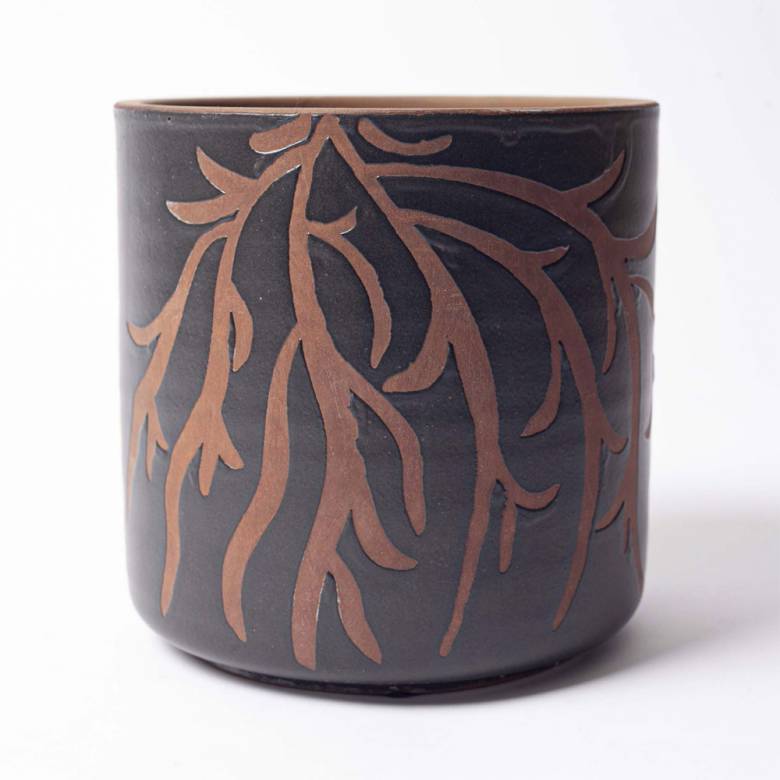 Branch Imprint Terracotta Flower Pot H:16cm