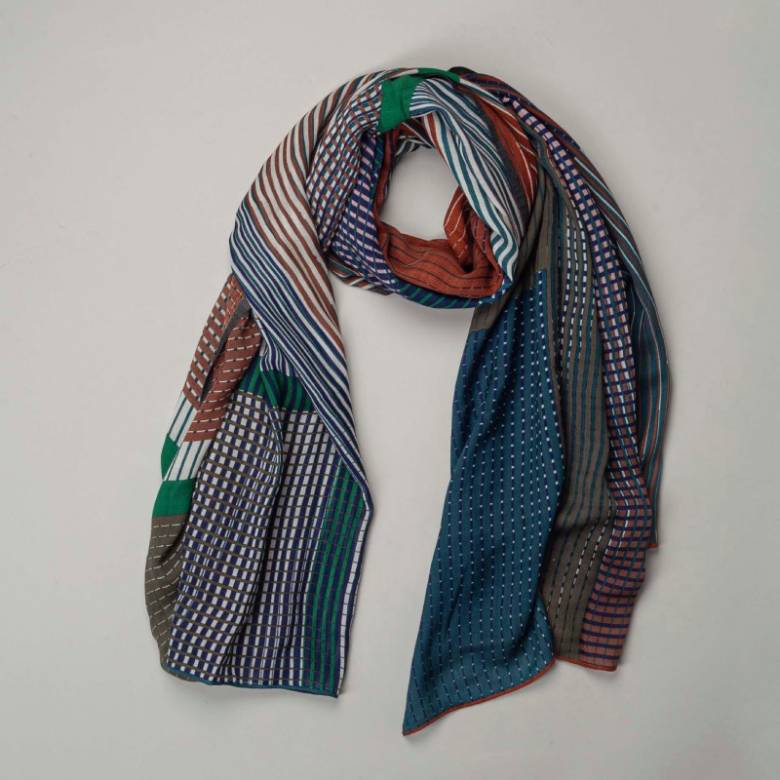 Brown Vibrant Wool Scarf