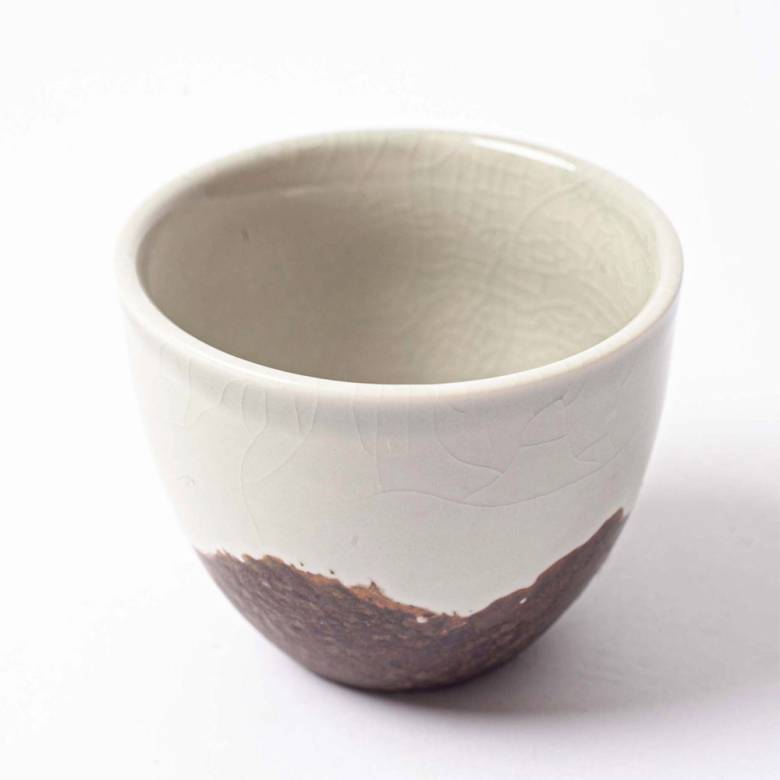 Brown & White Ceramic Cup H:7cm