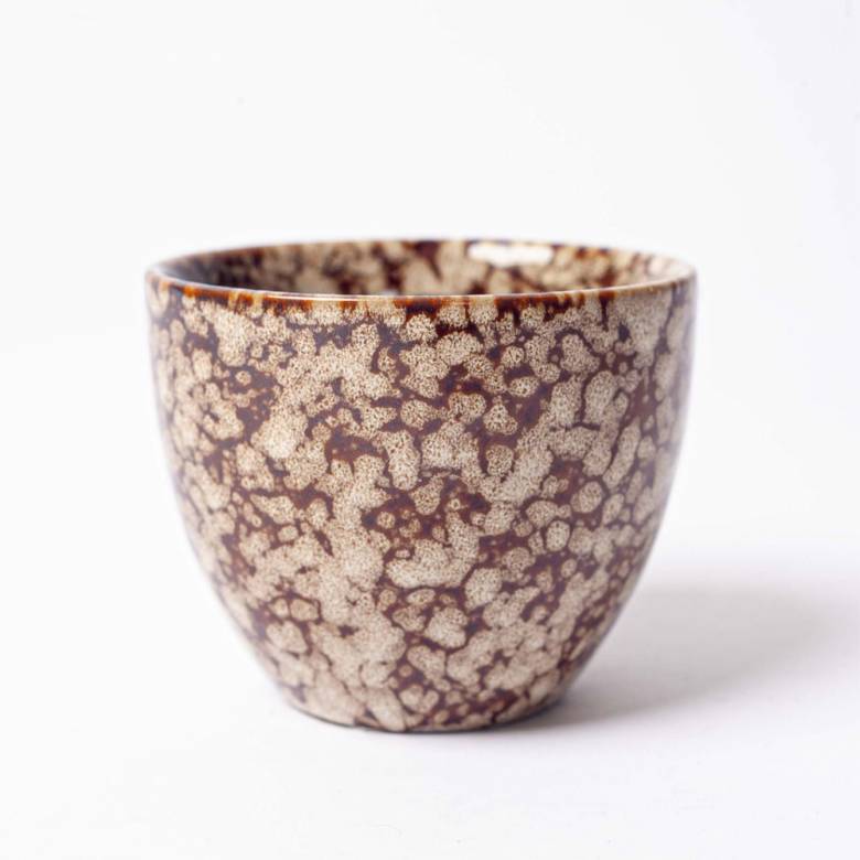 Brown Mottled Ceramic Cup H:7cm