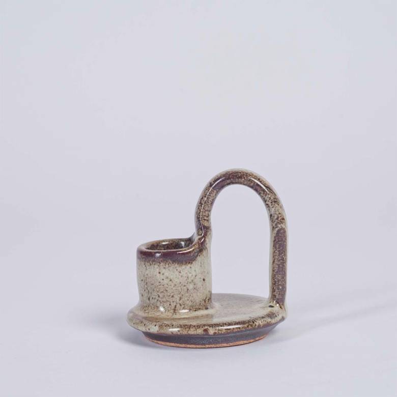 Ceramic Candle Holder In Tawny Brown