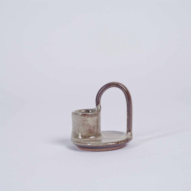 Ceramic Candle Holder In Tawny Brown