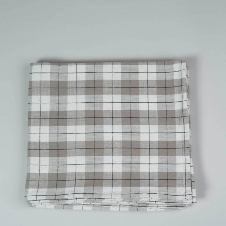 Checked Tablecloth In Taupe & Charcoal