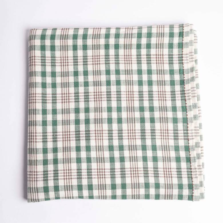 Checked Table Cloth In Green & Charcoal