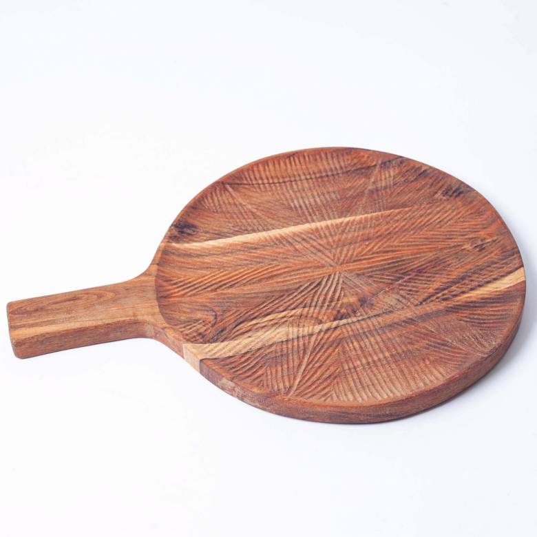 Circular Wooden Serving Board With Handle D:24cm