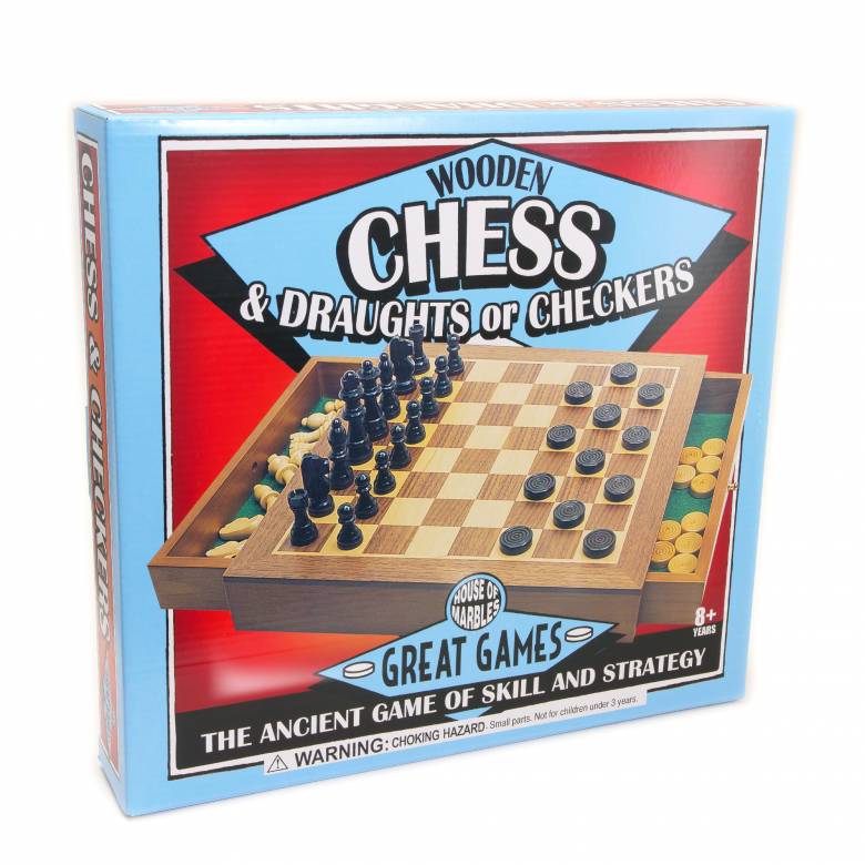 Deluxe Chess And Draughts In Box With Drawer