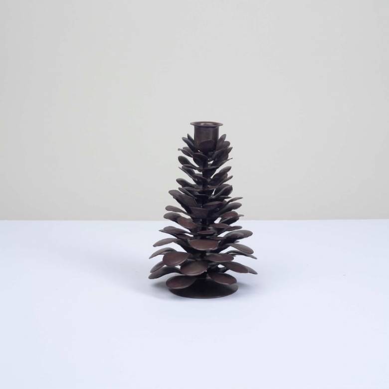 Elagalu Pine Cone Candle Holder In Rust