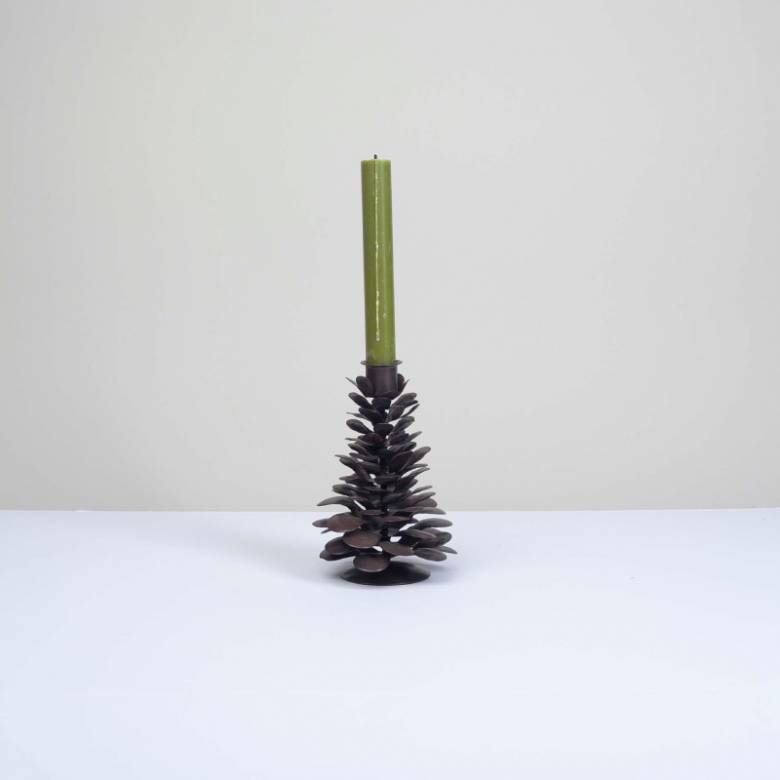 Elagalu Pine Cone Candle Holder In Rust