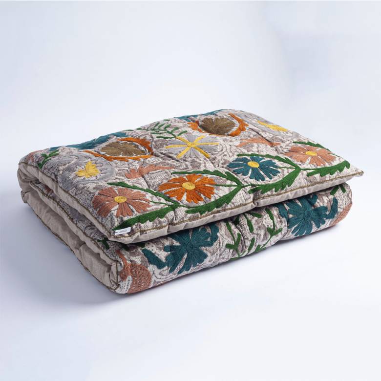 Embroidered Folding Mattress In Multi Colours