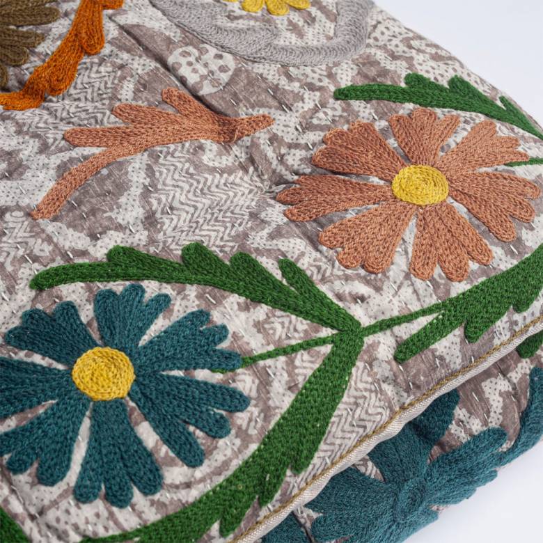 Embroidered Folding Mattress In Multi Colours