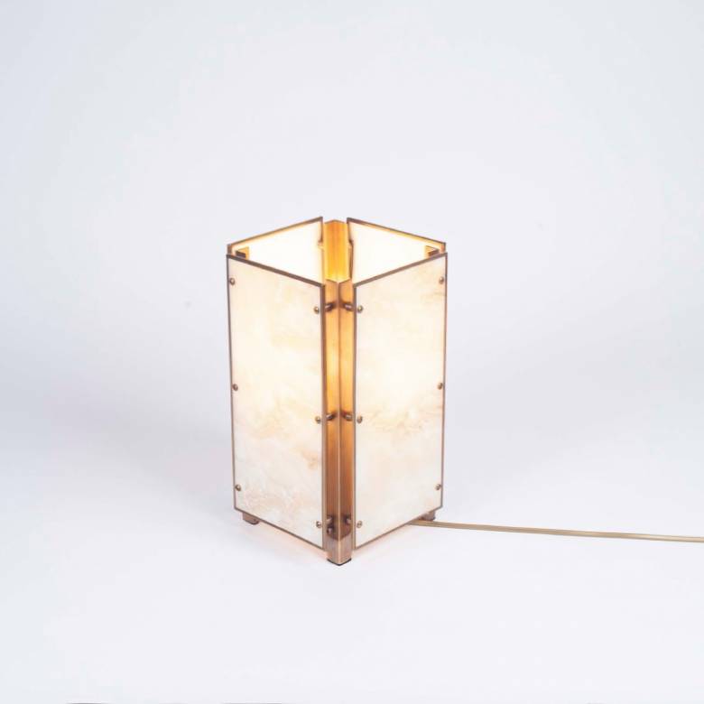 Faux Onyx & Brass Quad Table Lamp
