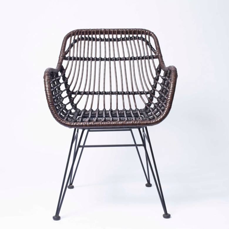 Faux Rattan Garden Chair On Hairpin Legs