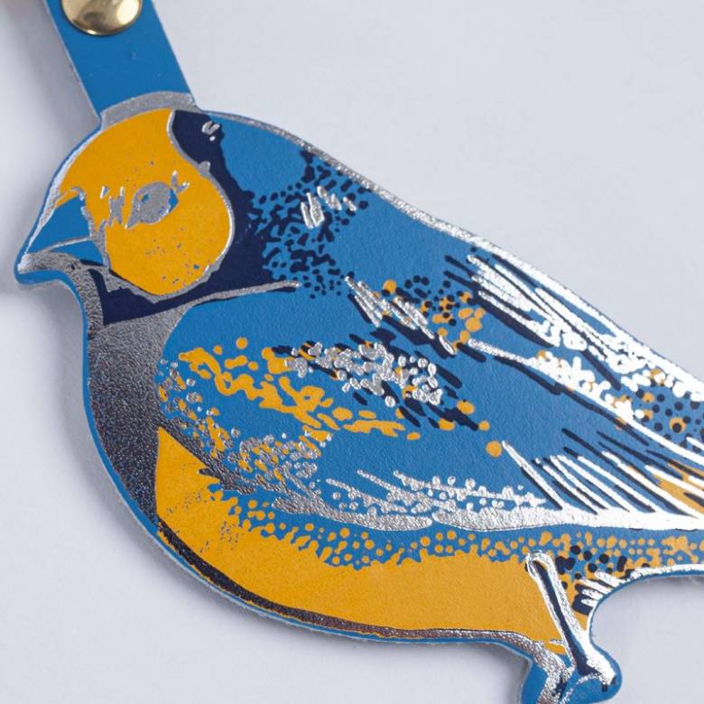 Finch Leather Keyring In Cornflower Blue