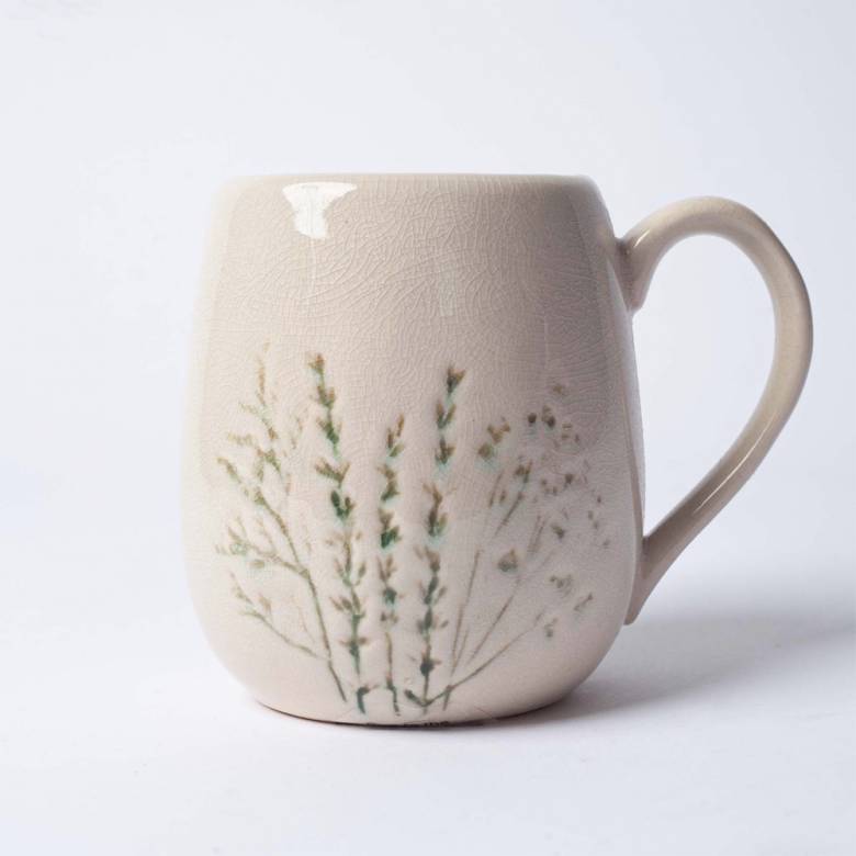 Floral Imprint Stoneware Mug