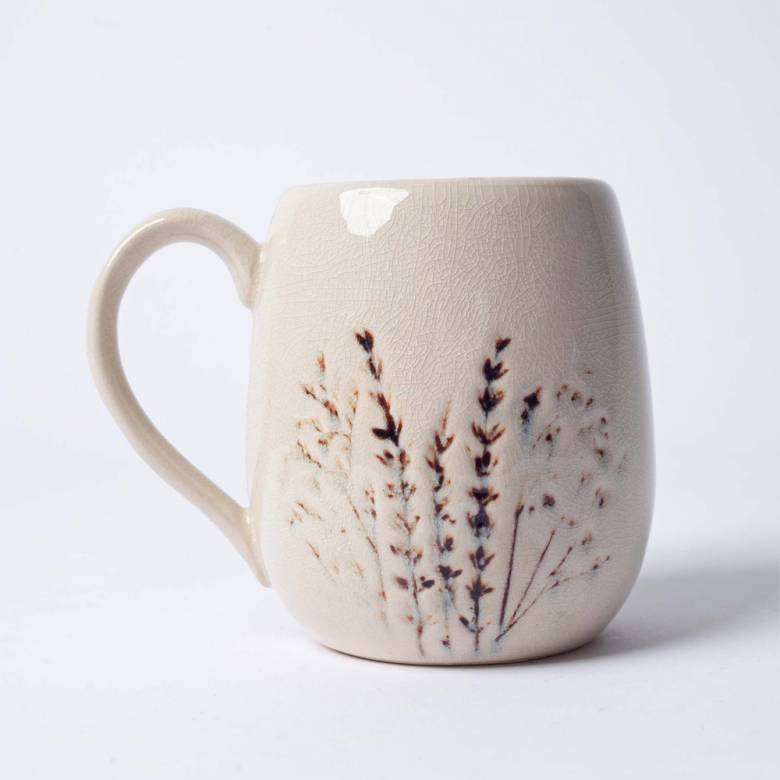 Floral Imprint Stoneware Mug