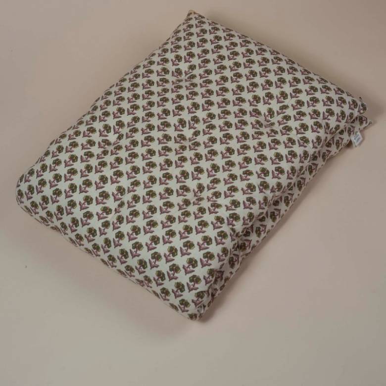 Folding Bench Cushion In Green & Burgundy Block Print