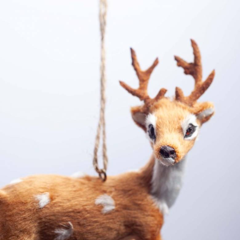 Furry Reindeer Hanging Christmas Decoration