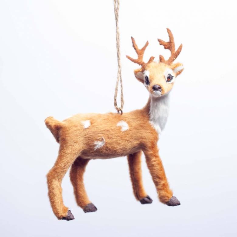 Furry Reindeer Hanging Christmas Decoration