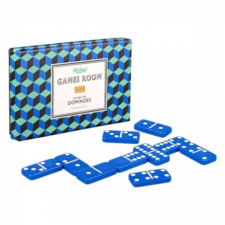 Set Of Dominoes In Blue and Turquoise Box