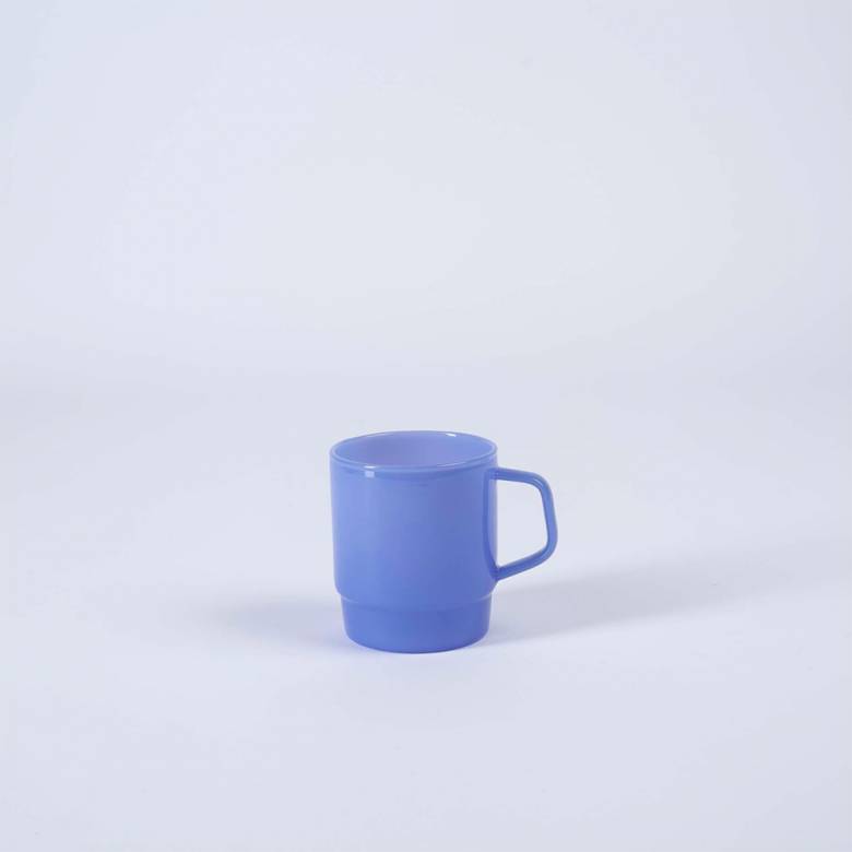 Glass Coffee Cup In Milky Blue