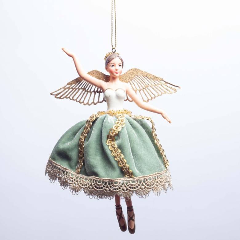 Gold Fairy With Wings Hanging Christmas Decoration