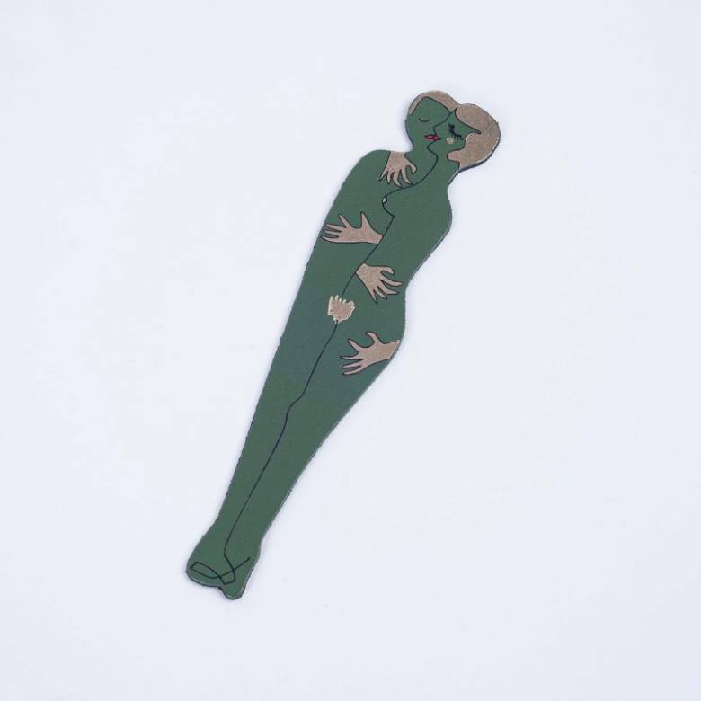 Hand Painted Leather Book Lover Bookmark In Green
