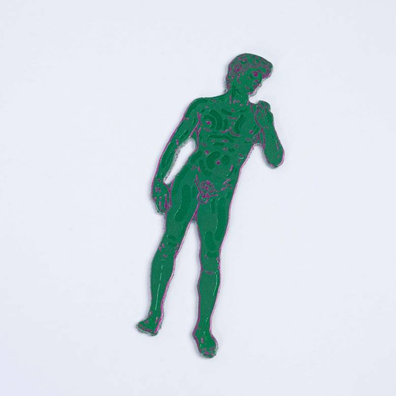 Hand Painted Leather David Bookmark In Bright Green