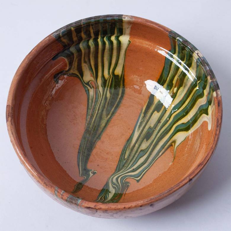 Hand Painted Earthenware Bowl In Orange