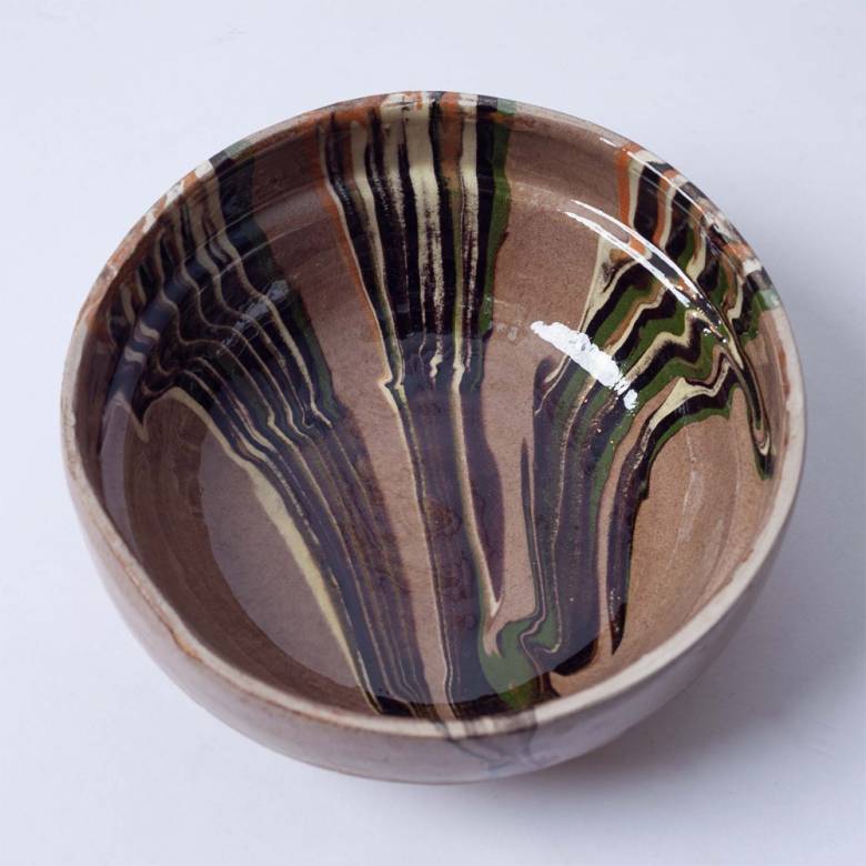 Hand Painted Earthenware Bowl In Taupe