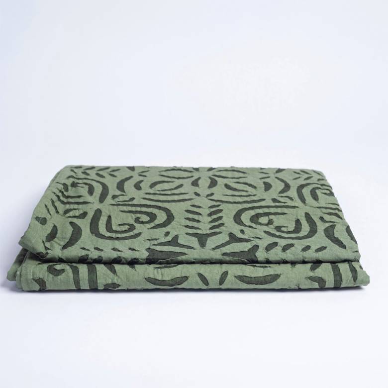 Handmade Cut Out Throw In Green