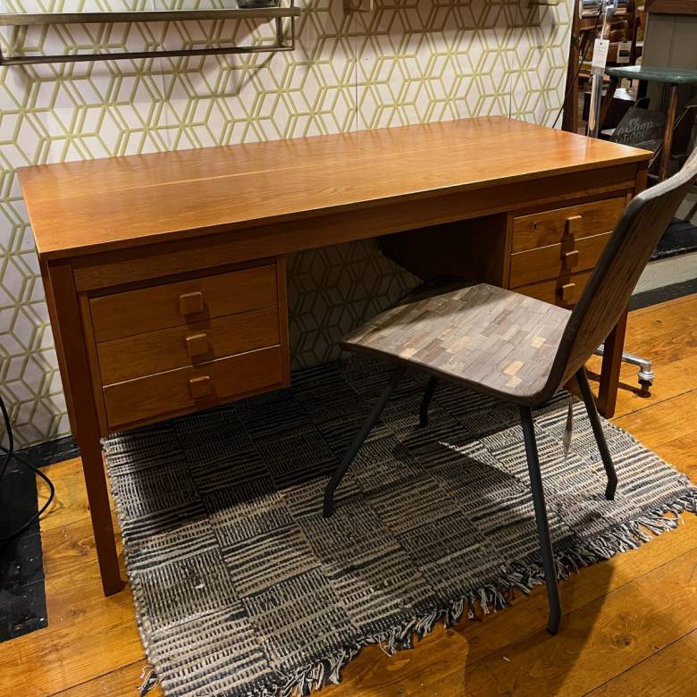 1960s Danish Oak Desk With 6 Drawers By Domino Mobler