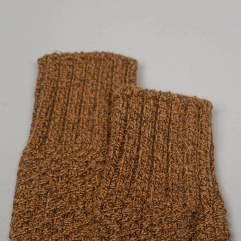Japanese Wool & Cotton Boot Socks In Mustard