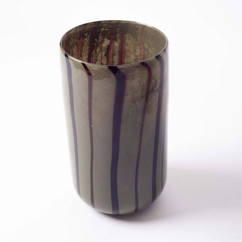 Khaki & Black Stripe Glass Vase H:30cm