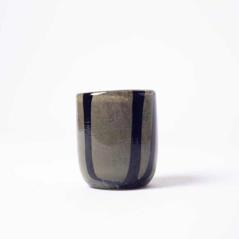 Khaki & Black Stripe Glass Vase H:8cm