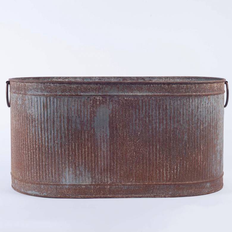 Large Akasa Zinc Trough Planter With Handles
