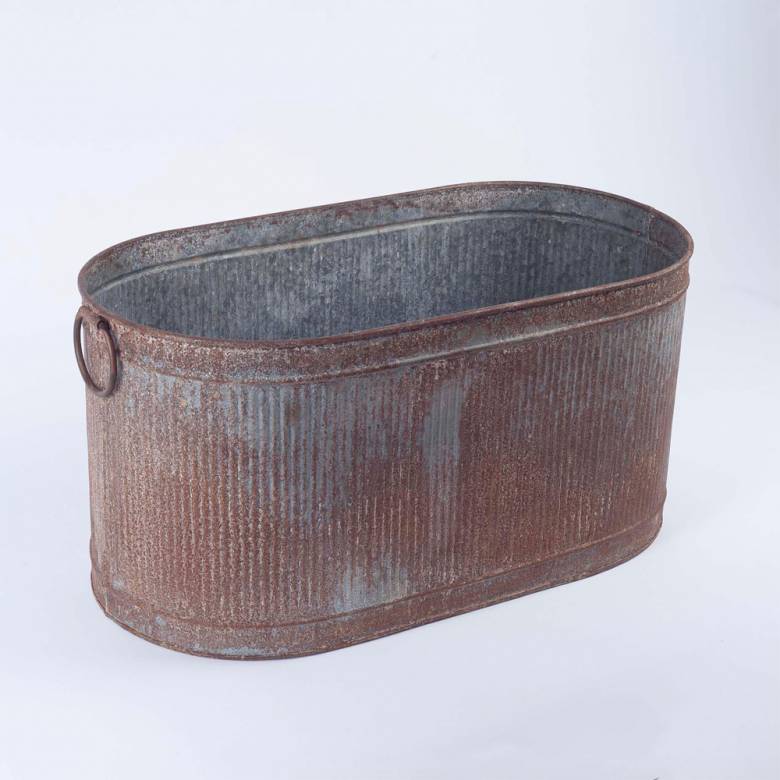 Large Akasa Zinc Trough Planter With Handles