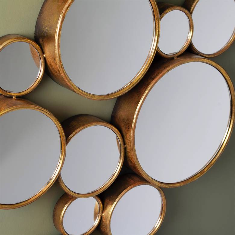 Large Circles Mirror - 15 Round Gold Mirrors 61x103cm
