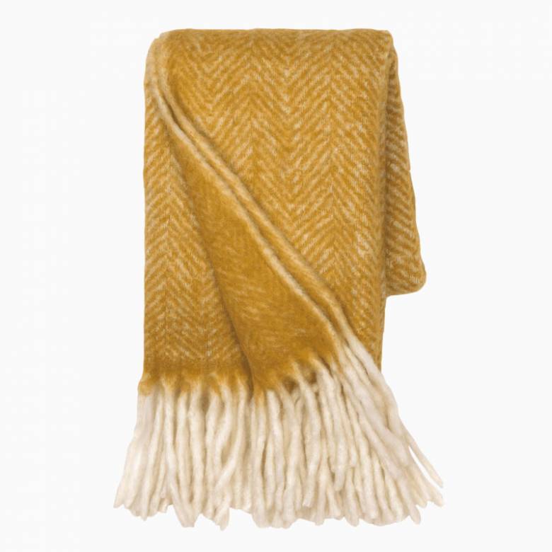 Large Mathea Blanket Throw In Curry Yellow