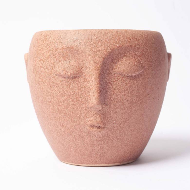 Large Terracotta Flower Pot With Face Imprint