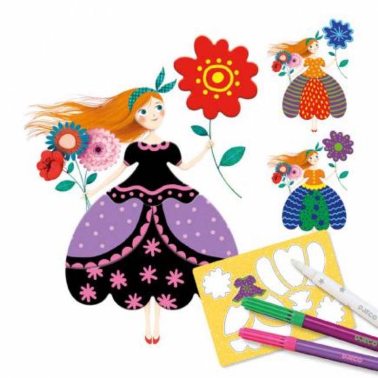 Maries Pretty Dresses - Colouring Kit By Djeco 3+