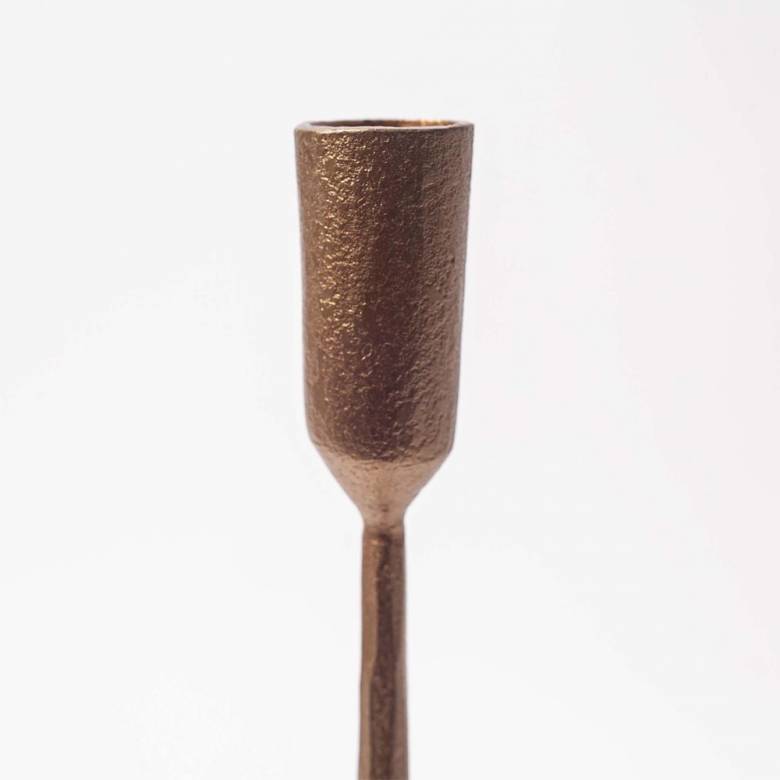 Medium Antiqued Brass Candlestick H:30cm