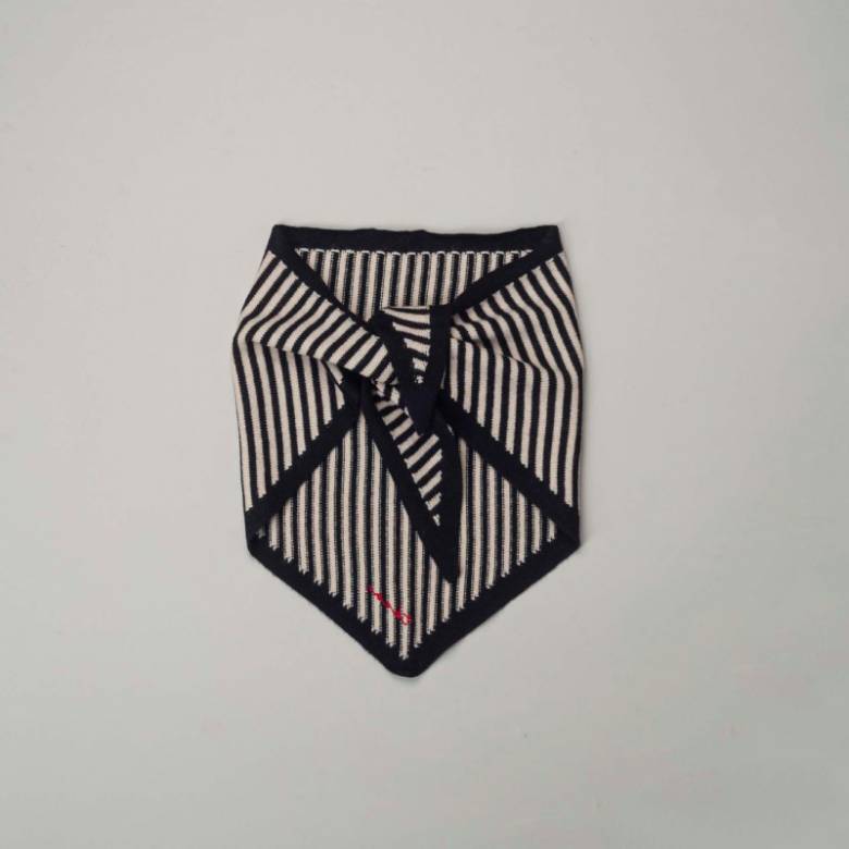 Merino Wool Triangle Scarf in Black Stripe
