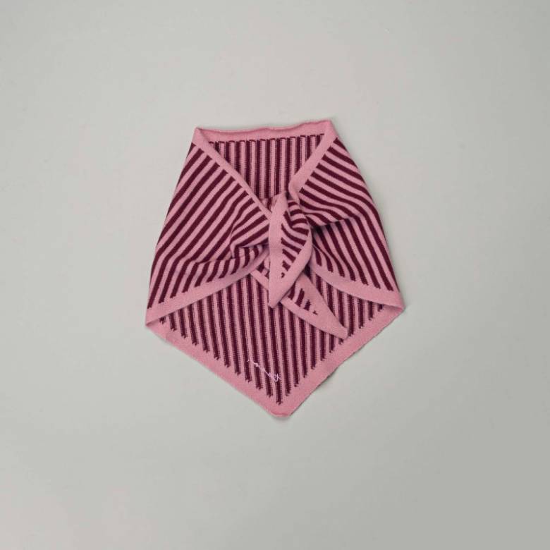 Merino Wool Triangle Scarf in Pink Stripe