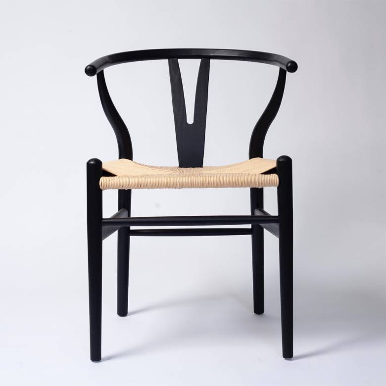 Mid-Century Style Curve Back Elm Chair - Black