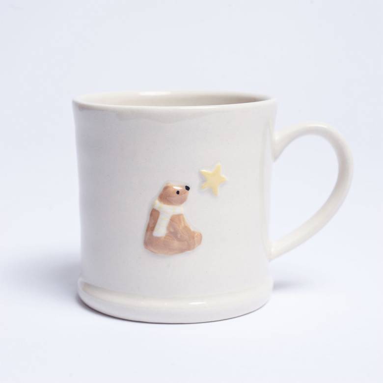 Mini Teddy Bear With Star Ceramic Mug H: 10cm