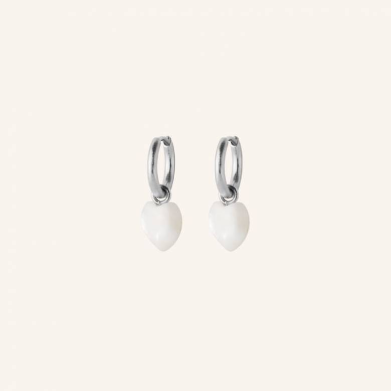 Ocean Heart Huggies Earrings In Silver By Pernille Corydon