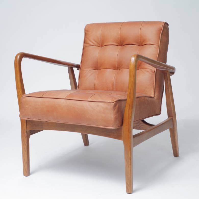 The Olsen Oak Armchair in Distressed Brown Leather