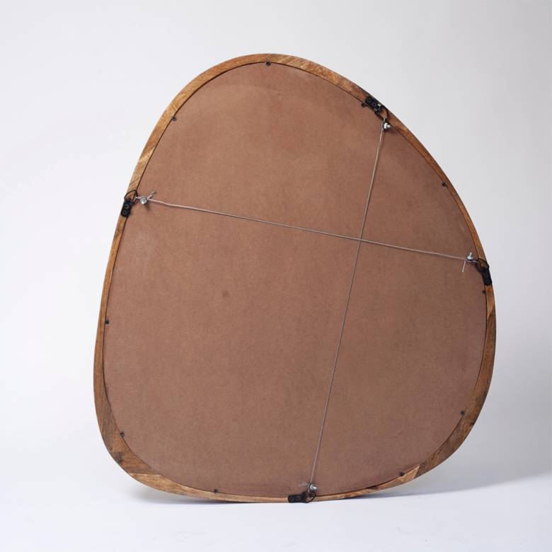 Small Organic Shaped Mirror With Wooden Back