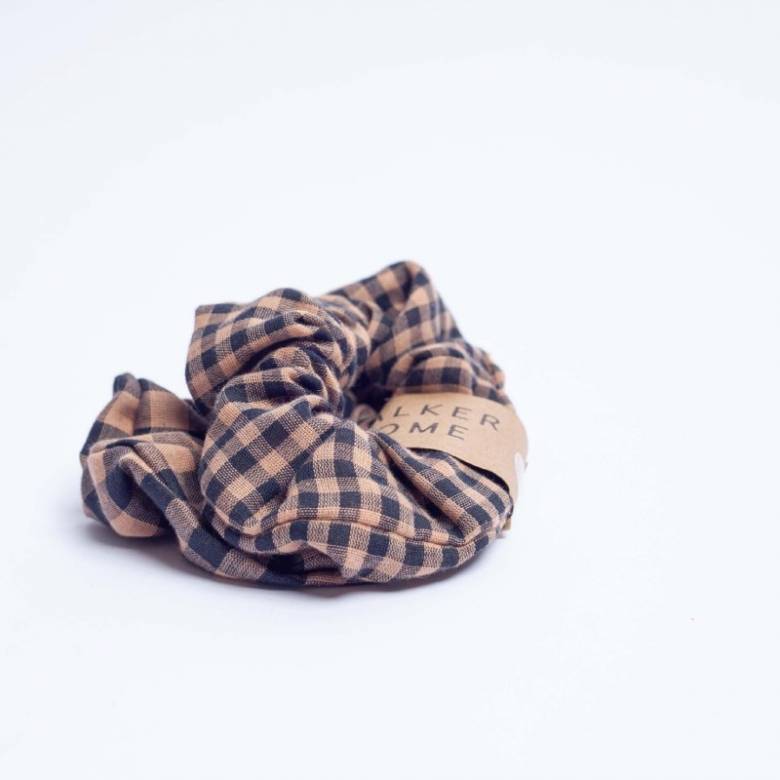 Pack Of 2 Cotton Hair Scrunchies In Rust Gingham