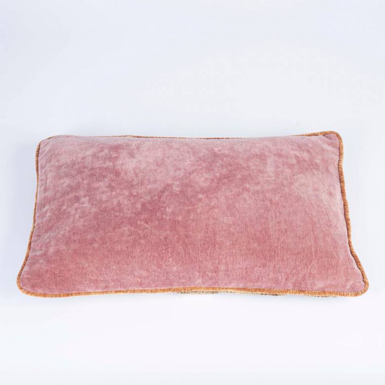 Pioni Rectangular Velvet Cushion In Pink 50x30